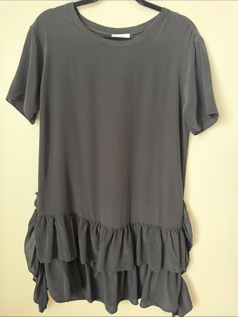 Layered Ruffle-Hem Mini Dress in Black - Picture 6 of 6